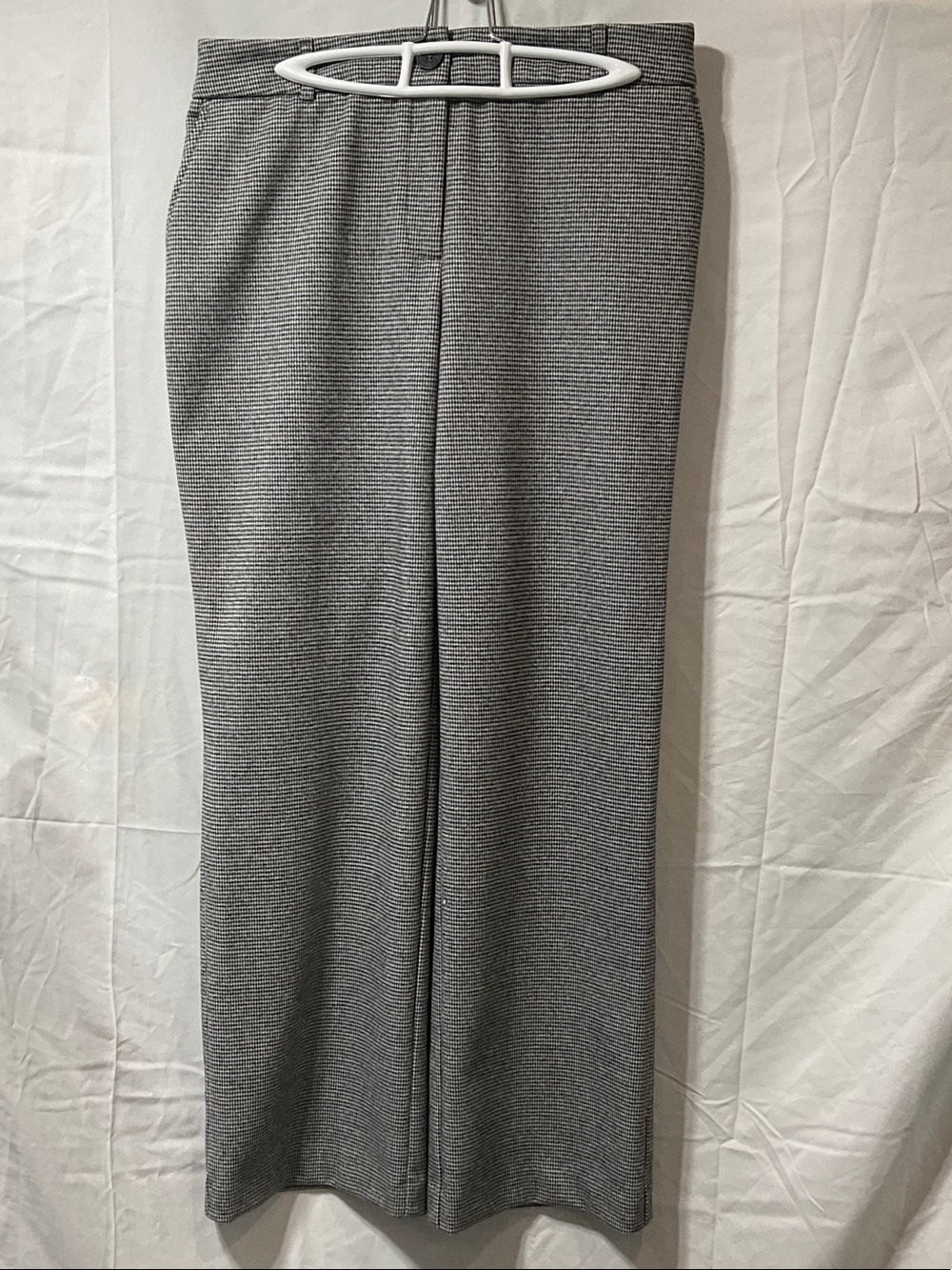 Gray Textured Knit Straight Leg Pants